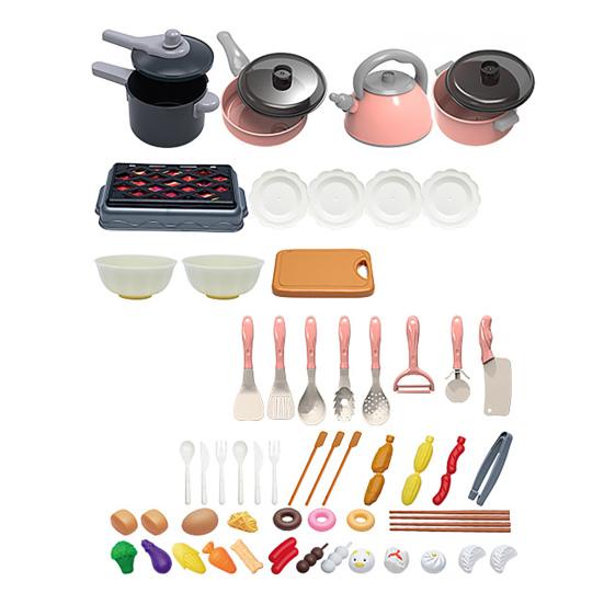 Игрушки для ролевых игр Индукционная плита Кухонный игровой набор с реалистичными звуками готовки Посуда Столовые приборы Набор продуктов для детей 3+ Образовательный подарок