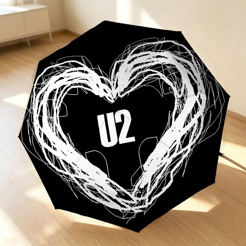 Heart U2 8 Ribs 3Fold Black Glue Uv Protection Umbrella Sun Protection Rainproof Compact Folding Umbrella For Travel Daily Use C923652