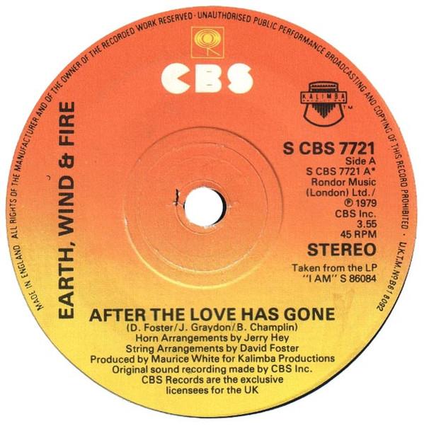 7-дюймовая пластинка EARTH WIND FIRE After The Love Has Gone SCBS7721 CBS 1979 UK SoulFunk Б/у