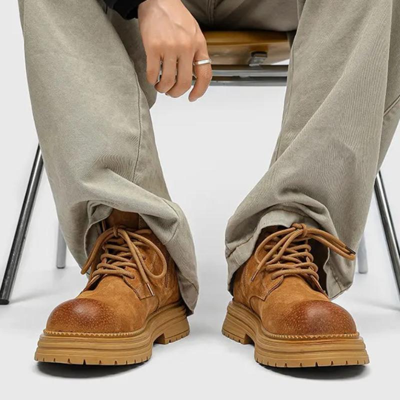 Мужские ботинки из замшевой кожи, ботинки для верховой езды, мужские повседневные ботинки на толстой подошве, модные рабочие ботинки