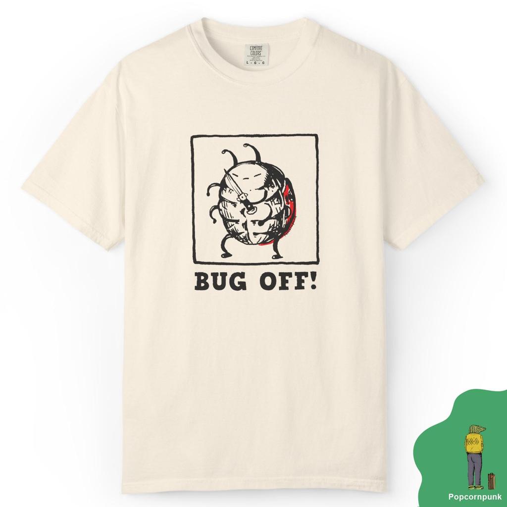 Funny Ladybug Illustration Tee | Bug Off! graphic t-shirt