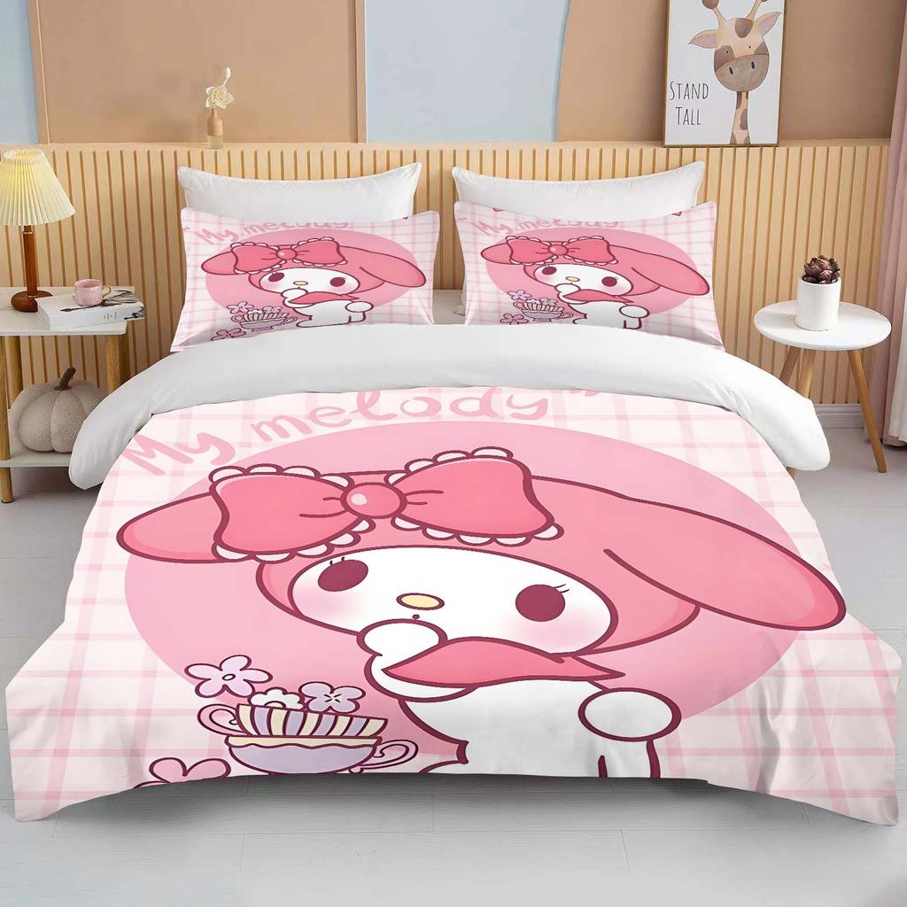 Sanrio Hello Kitty Melody Bedding Sets Comforter Cover Bed Cover Duvet Cover Pillow Case 2-3 Pieces Sets Bedroom Decor