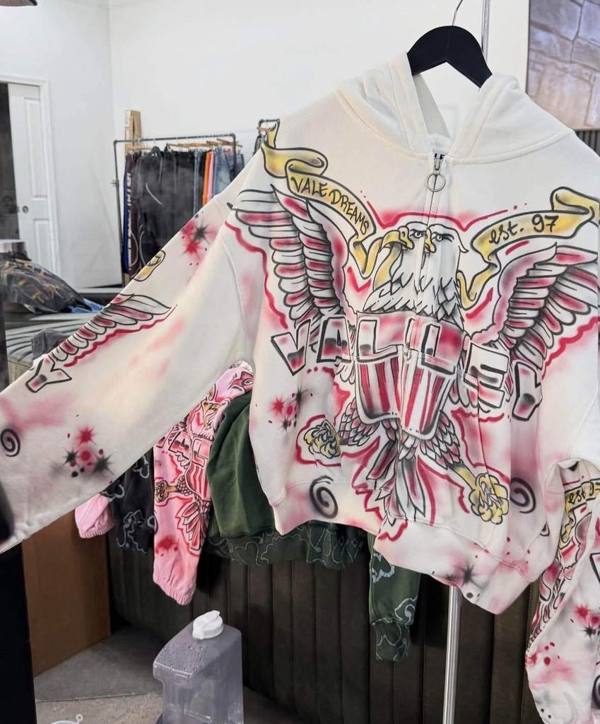 European and American cross-border trend sweater pink casual graffiti European and American jacket new clothes coat
