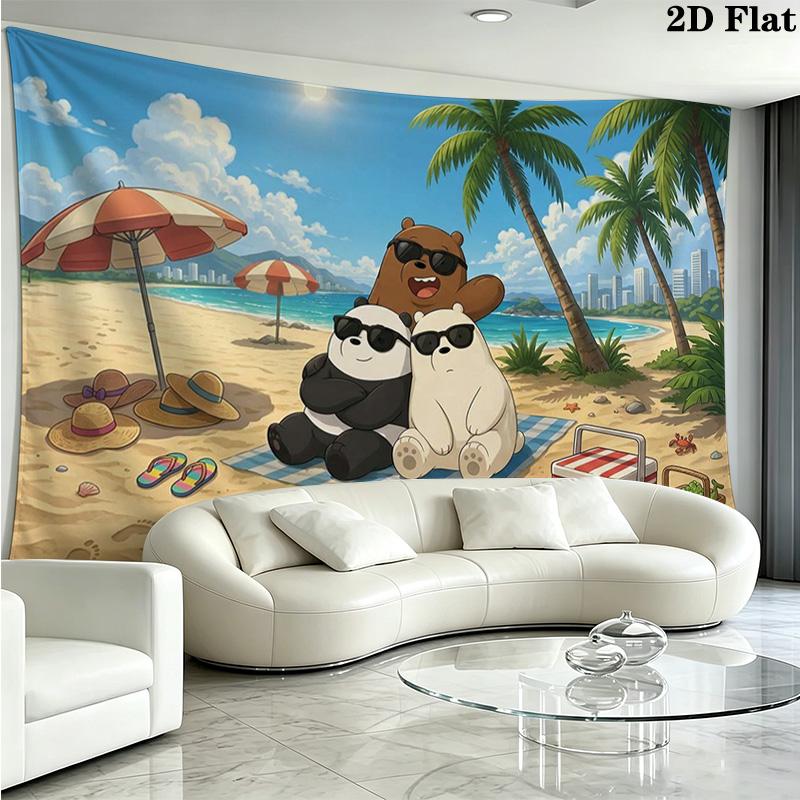 We bare bears Wall Tapestry Aesthetic Wall Hanging Printed Fabric Blanket Decorative Tapestries for Bedroom Living Room Home Decor