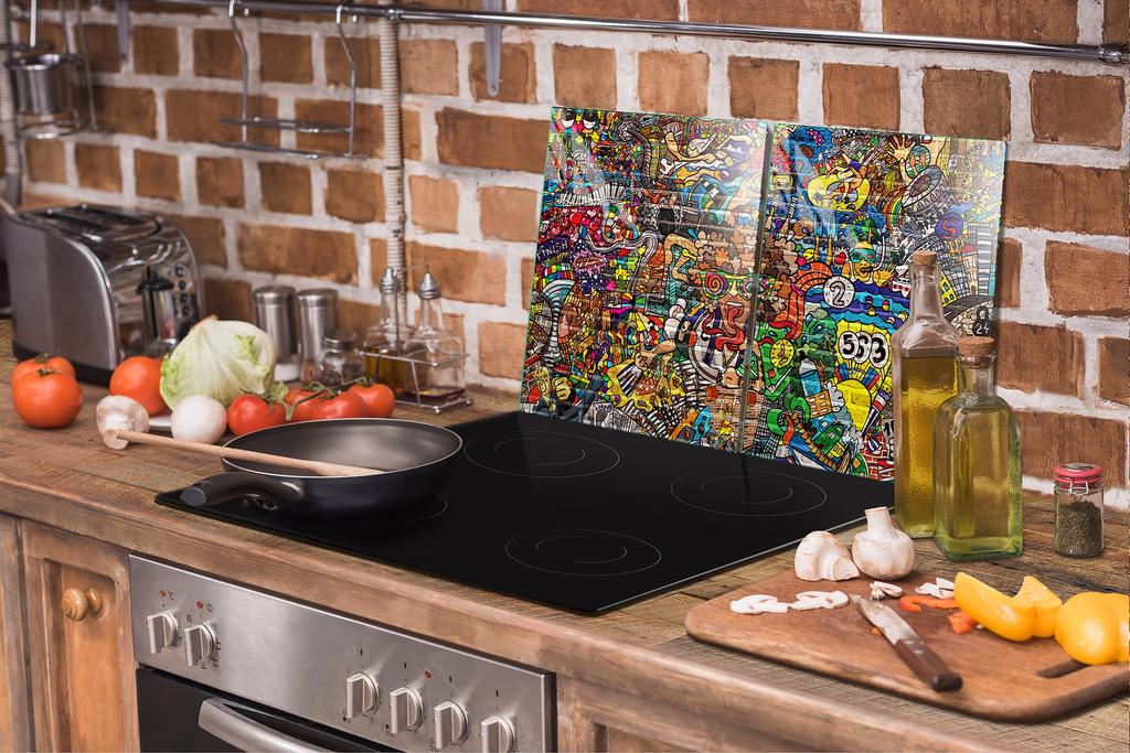 Glass stove top protector 2x45x52 Pop Art