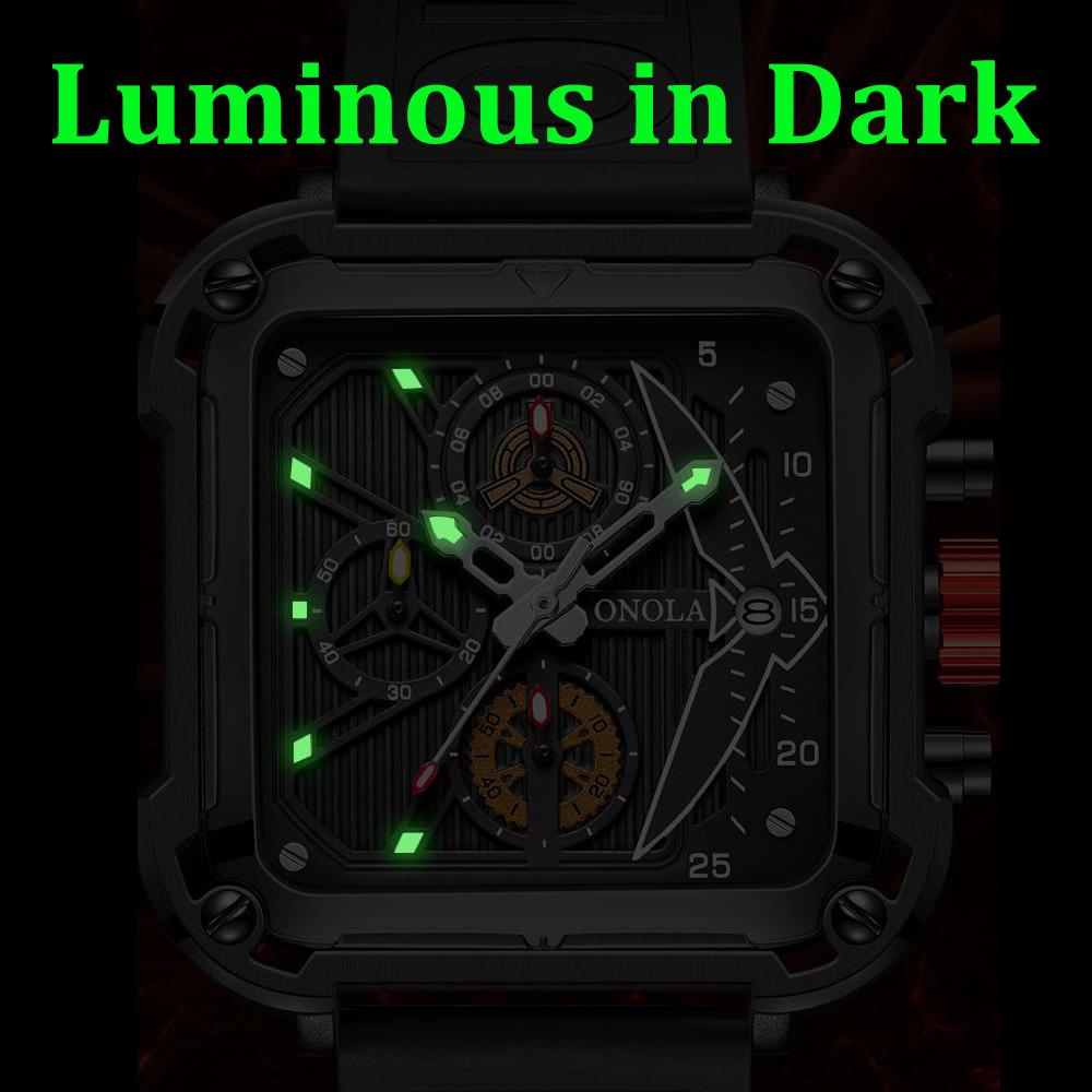 Male Watches Square Quartz Watch Watch For Men Rubber Strap Sport Clock Male Wristwatches Waterproof Relogio Masculino