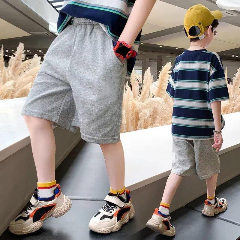 Летние шорты для мальчика 3-14 лет, однотонные, детские короткие спортивные штаны, детские штаны с эластичным поясом