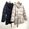 Winter Hooded Women's Down Jackets Warm Casual Coat Puffer Jacket Belt Elegant Parka Overcoat