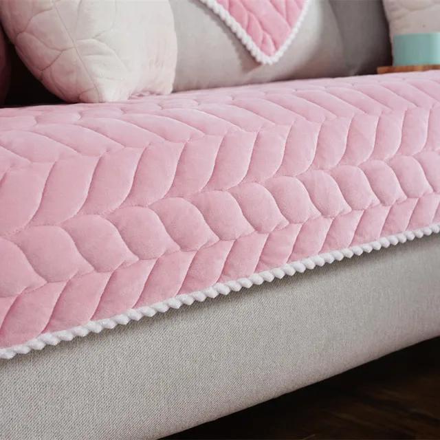 Thicken Quilted Sofa Towel Short Plush Sofa Cover Lace Edge Slip Resistant Protective Cover European Style Couch Cover Universal