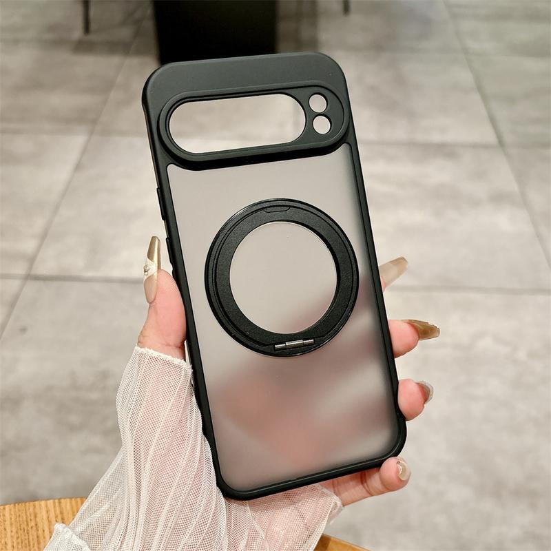 Rotating Magnetic Bracket Shockproof Case for Google Pixel 10 Pro XL 9 9A 8 8 A 7 6 for Magsafe Folding Stand Matte Clear Cover