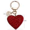 Rhinestone Backpack Pendant Metal Love Heart Keychain Key Ring Crystal Keyring Keys Holder