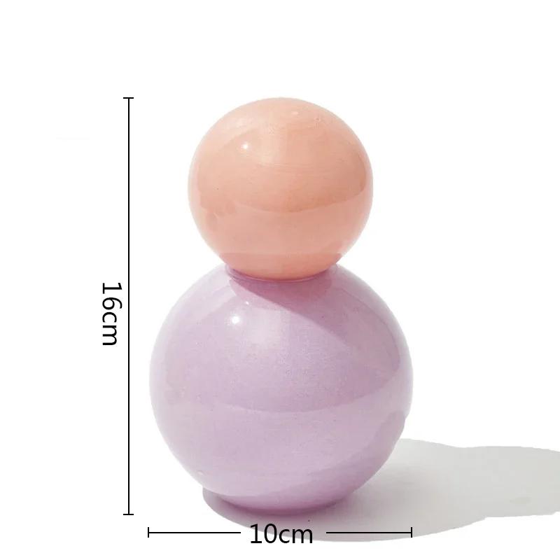Colorful Glass Vase Flower Arrangement Vase Geometric Sphere with Lid Aromatherapy Bottle Glass Jar Desk Flower Ware Home Decor