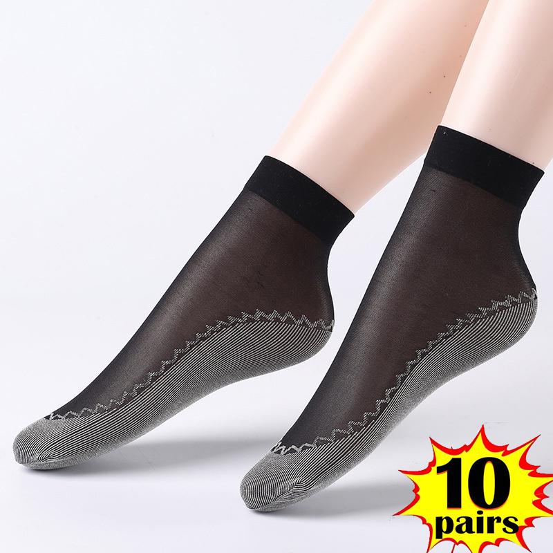 1/5/10 Pairs Women's Ultra-thin Cotton Silk Short Socks Seamless Breathable Socks