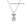 Hip-Hop Titanium Steel Bear Doll Pendant Necklaces For Womon Vintage Cubic Zirconia Sweater Chain Jewelry