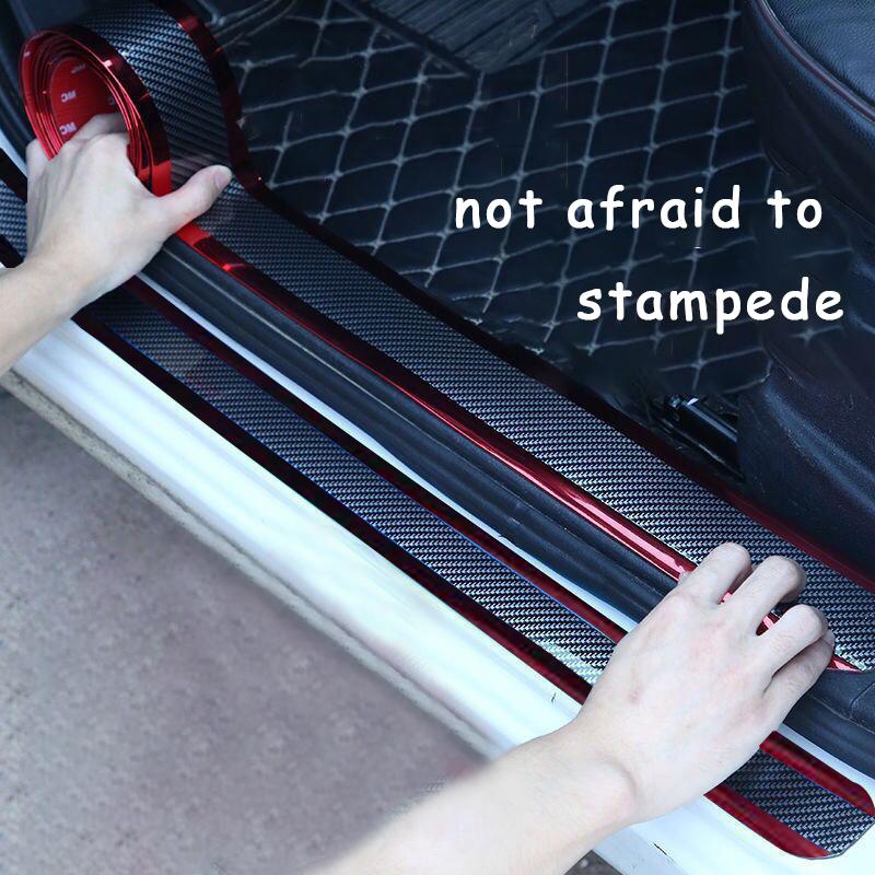 Автомобильные наклейки против царапин, защитная пленка для порога, резиновая полоса, углеродное волокно, защита порога автомобиля, пленка на бампер, наклейка для стайлинга автомобиля