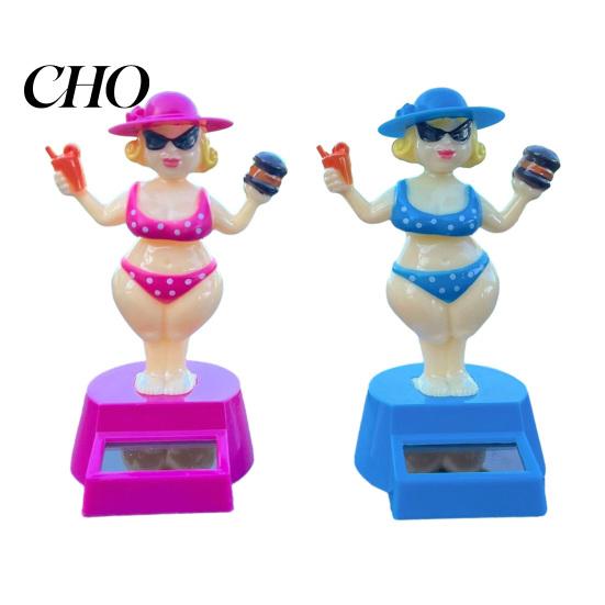 Relaxing Driving Toy Solar Car Dashboard Decoration, Cute Beach Girl Swing Eco-friendly Ornament Ornament, Couple Style Dancing Figure for Vehicle