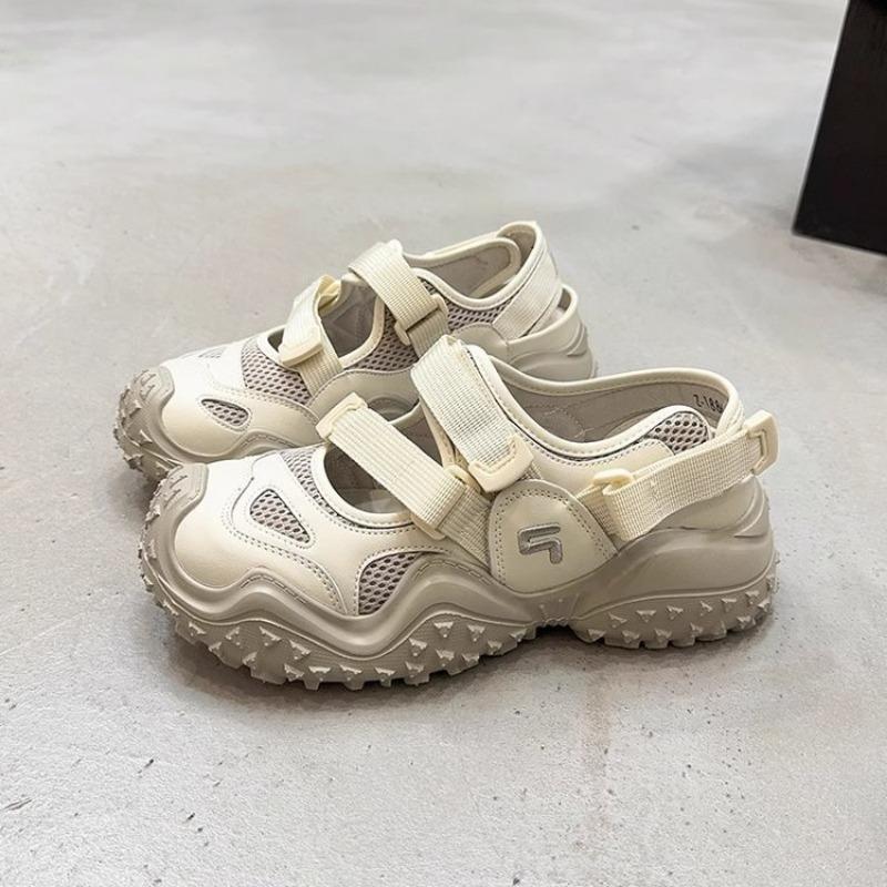 2024 Лето Новые Туфли Mary Jane Retro Ugly женские сетчатые сандалии с толстым дном и полыми резиновыми покрышками нескользящие кроссовки