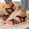 Fashion Women's Fashionable Lace-up Non-Slip Wear-Resistant Soft Bottom Comfortable Flat Heel Sandals Women Fashion Flats Open Toe