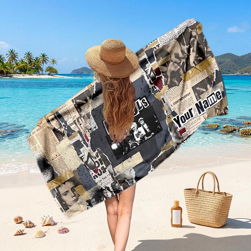Sex Pistols Customized Name Text Beach Towel, Soft Absorbent Towel Beach Pool Travel Personal Gift