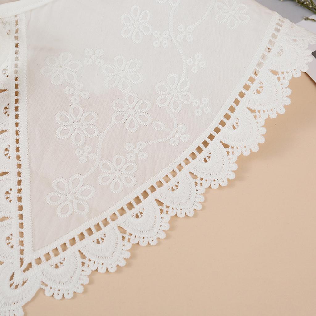 Japanese Stylish Fake Collar Dickey for Women Girls Floral Embroidered Lace White Shawl Scarf Student Necklace Capelet