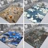Large Floral Area Rug Washable Floor Mat For Living Room Bedroom Hand-painted Carpet Decor Tea Table Mat