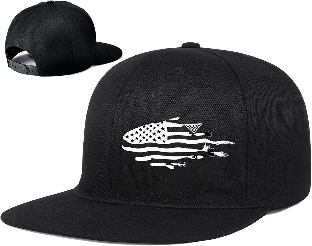 Fishing Lures American Flag Distressed Baseball Cap Polyester Snapback Hat Outdoor Adult