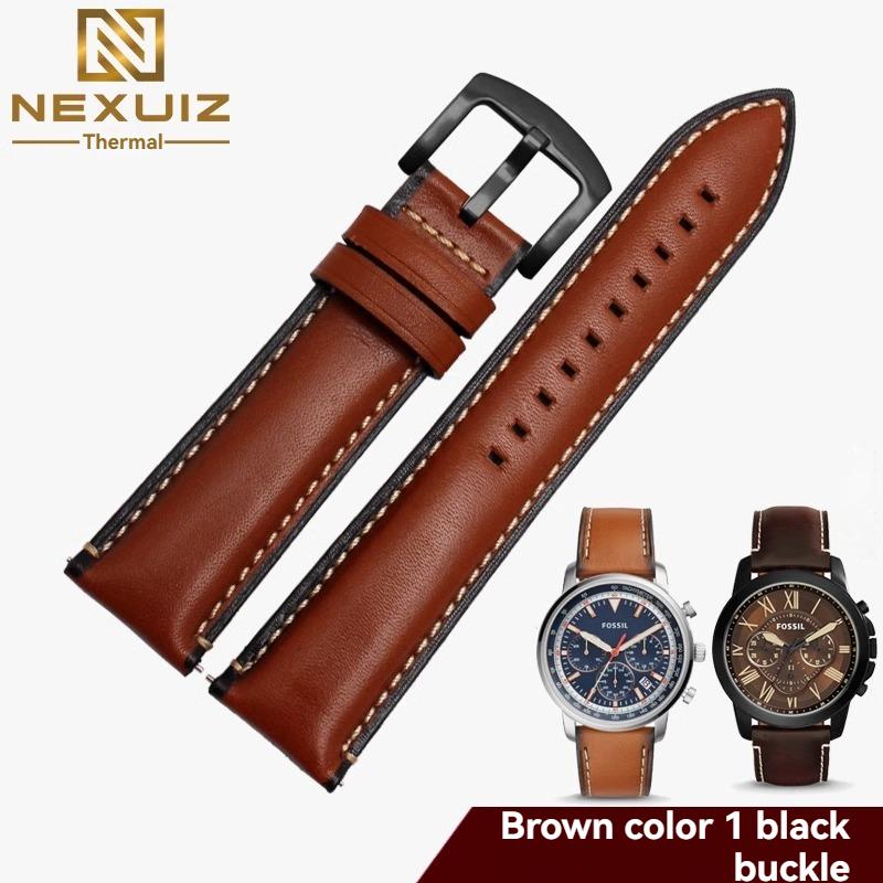 For Fossil Cowhide Leather Strap Men Black Blue Wristband Q Smart FTW1114 ME3110 FS5436 Quick Release Watchband 20mm 22mm 24mm