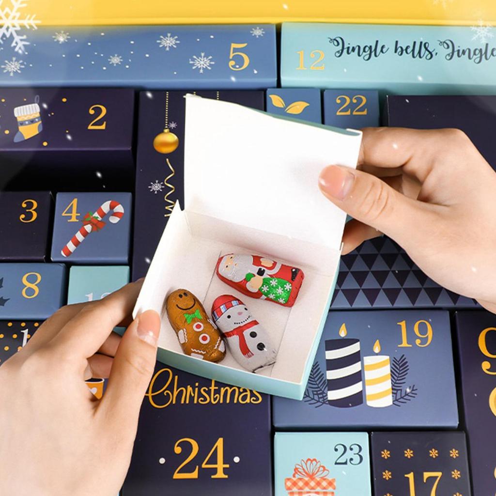 24pcs/set Christmas Advent Calendar Box Kraft Paper Candy Box 24 Days Countdown To Xmas Gift Boxes Navidad New Year Decorations