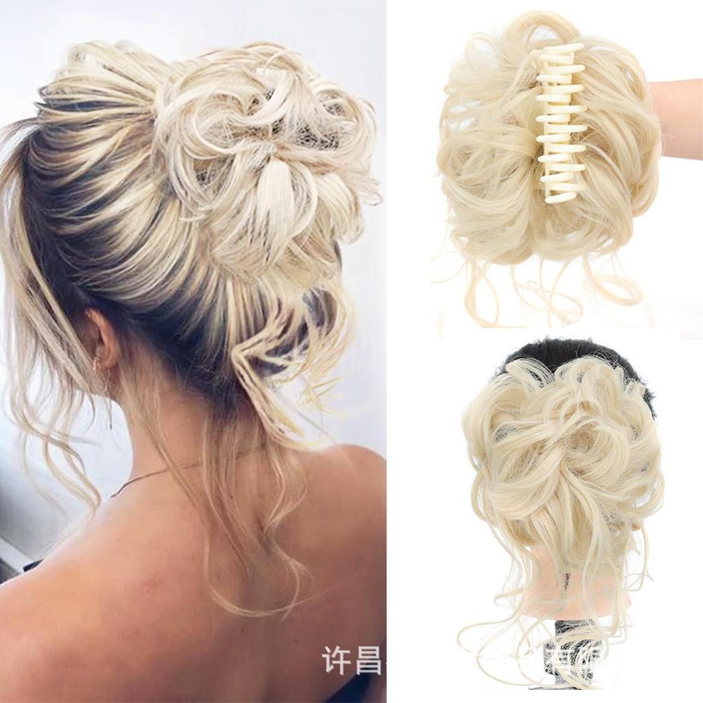 Эластичный пушистый небрежный пучок-повязка на голову