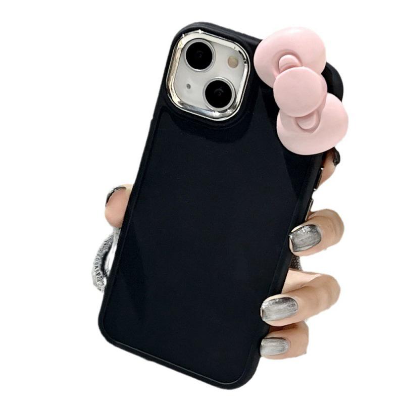 Чехол Bowknot для iPhone 16 — подходит для 14, 15 Pro Max, линзы с покрытием, мягкий матовый силикон