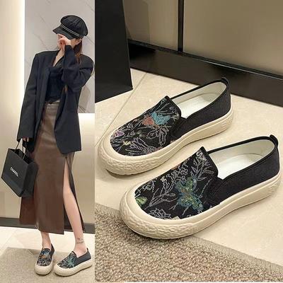 Новые женские парусиновые туфли мягкая подошва модные универсальные туфли рыбака этнический стиль туфли для ханьфу ленивые туфли