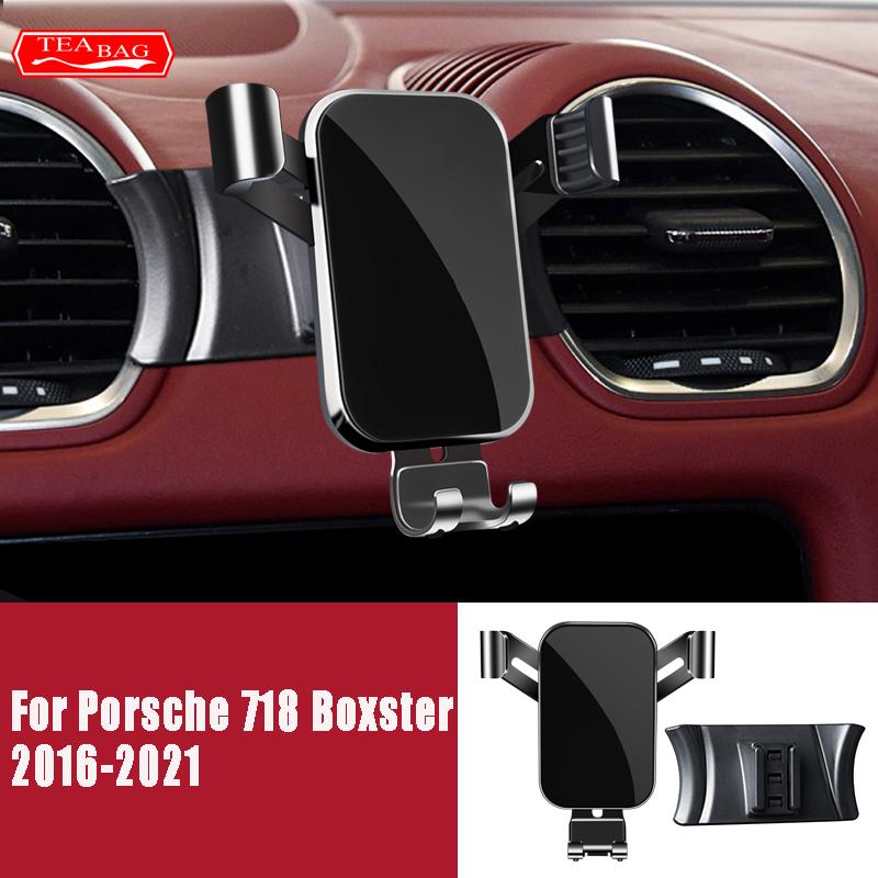 LHD Adjustable Car Phone Holder For Porsche Macan Cayenne Paramela 718 Gravity Mount Navigation Bracket Car Interior Accessories