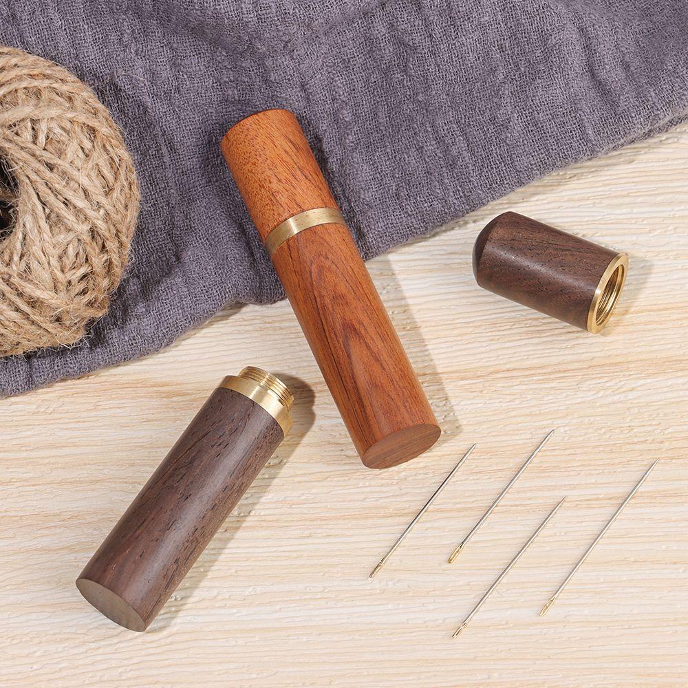 Needlework Wooden Needle Case Embroidery Sewing Tools Hand Sewing Needles Self Threading Needles