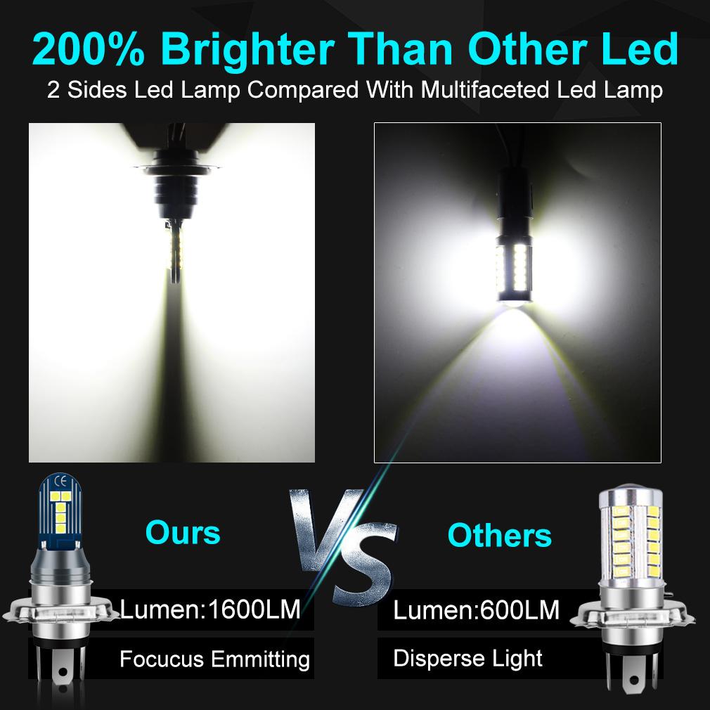 1 шт., 1600 лм H4, светодиодная фара для мотоцикла, 6 Вт, белая, зеленая, дальнего/ближнего света, светодиодная мото лампа для мотоцикла, скутера, мопеда, фара постоянного тока 12 В