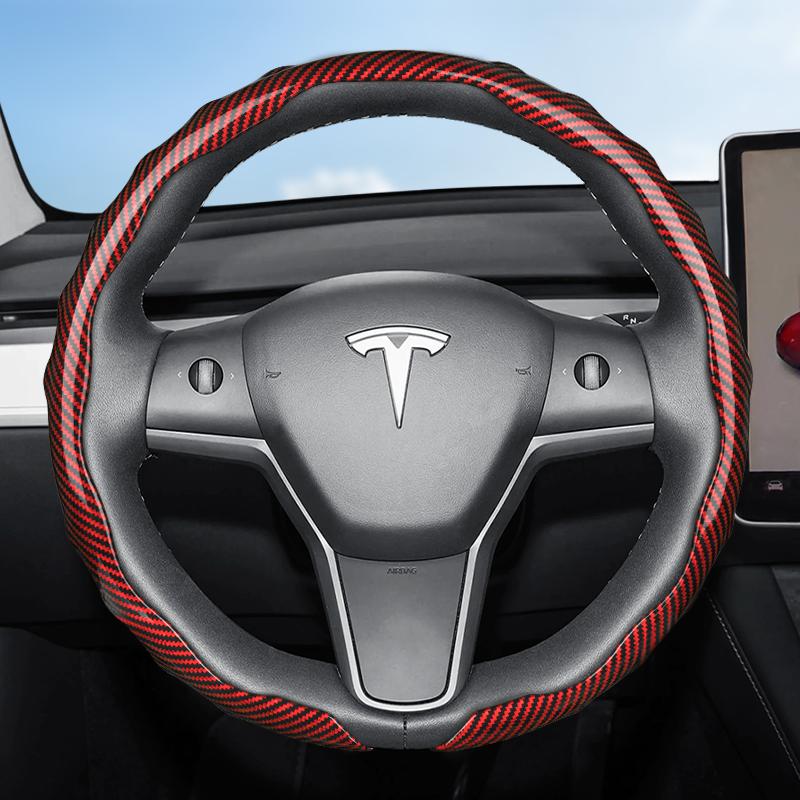 Подходит для руля Tesla с текстурой под карбон, защелкивающаяся, волнистой формы, спортивный дизайн, прочный защитный чехол, подходит для Model 3 Y S X an