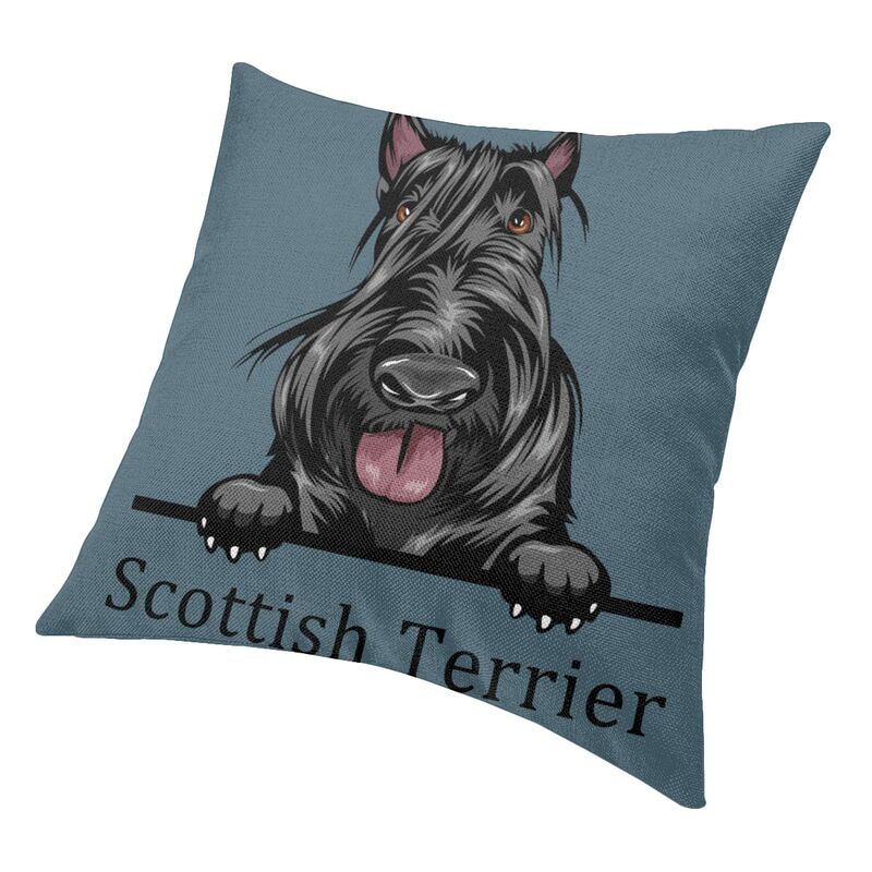 Чехол для подушки с выглядывающей собакой, шотландский терьер, 60x60 см, бархатная наволочка для домашних животных, украшение для дивана, наволочка Dakimakura
