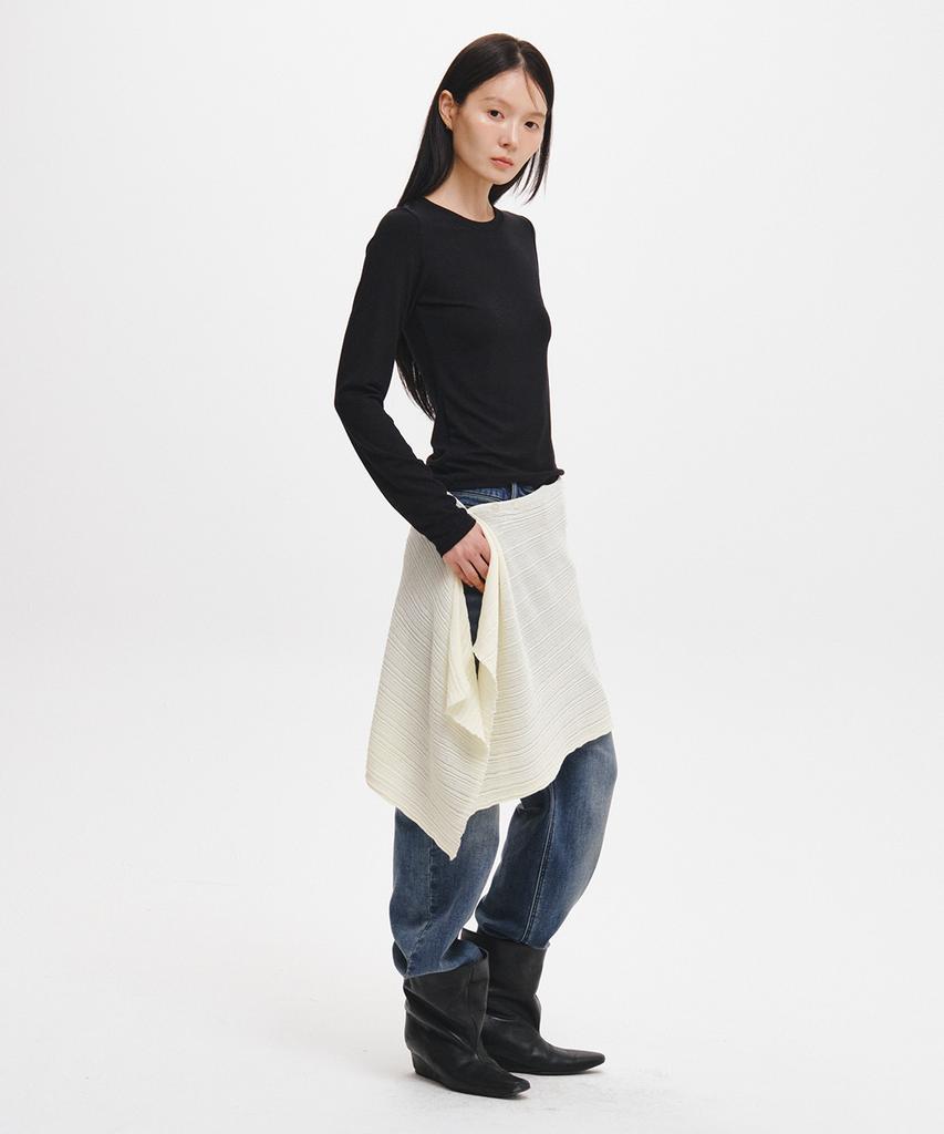 GENERALIDEA Round Neck Long Sleeve T-Shirt [Black] / Gf3Lts504
