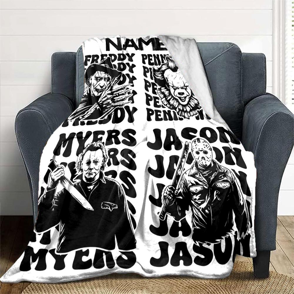 Customiz Name Personality Horror movies Blanket Soft &Warm Sofa Office Bed Travel Lunch Break Blanket, Gift Suitable All Seasons