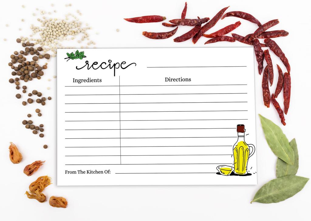 Inkdotpot Карточка с рецептами 6x4 дюйма, односторонние карточки с рецептами, дизайн, карточки с рецептами для кухни, свадьба, девичник, детский душ — набор