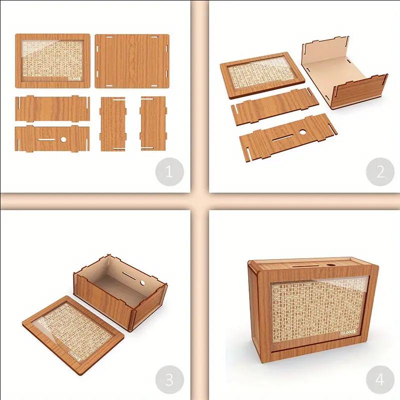 Деревянная копилка для денег, копилка для хранения денег со счетчиком целей сбережений, многоразовая копилка ручной работы, подставка для монет, чехол для хранения