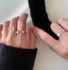 Sweet Cool Temperament Four-star Light Zircon Open Ring Cold Wind Simple Niche Design Rhinestones Ring for Women Girls