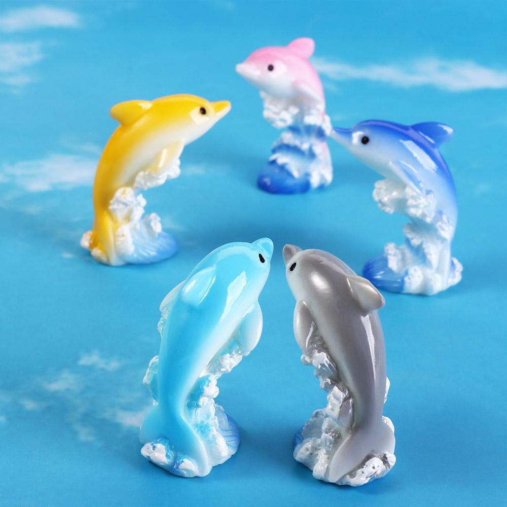 Cartoon Seven Color Dolphin Ocean Series Car Desktop Ornaments DIY Dolphins Micro Landscape Car