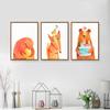 Love Forest Nordic Nursery Cute Animal Paintings Fox Deer Giraffe Living Room Decorative Painting Bedroom Mural Wall Art Canvas