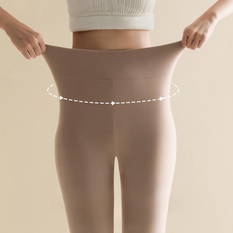 Women's Seamless High Waist Double-Sided Velvet Warm Trousers – Self-Heating, Plus Size, Autumn/Winter.