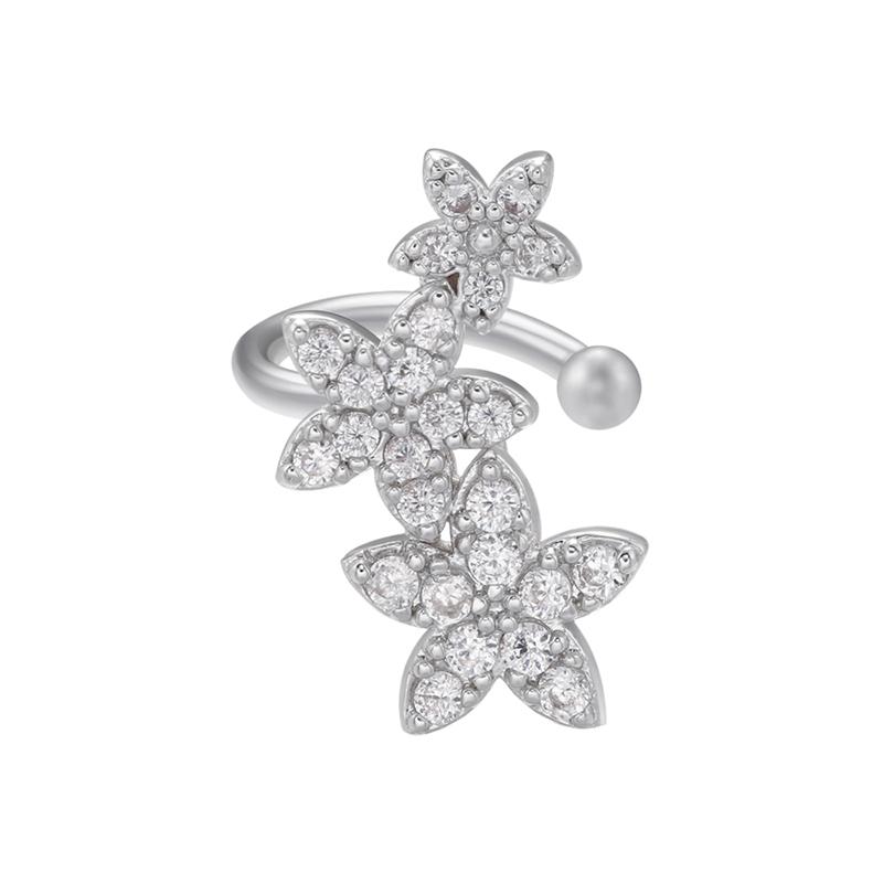 ZHUKOU butterfly Ear cuffs women clip on earrings Flower No Pierced earrings for women Cubic Zirconia Jewelry VE705