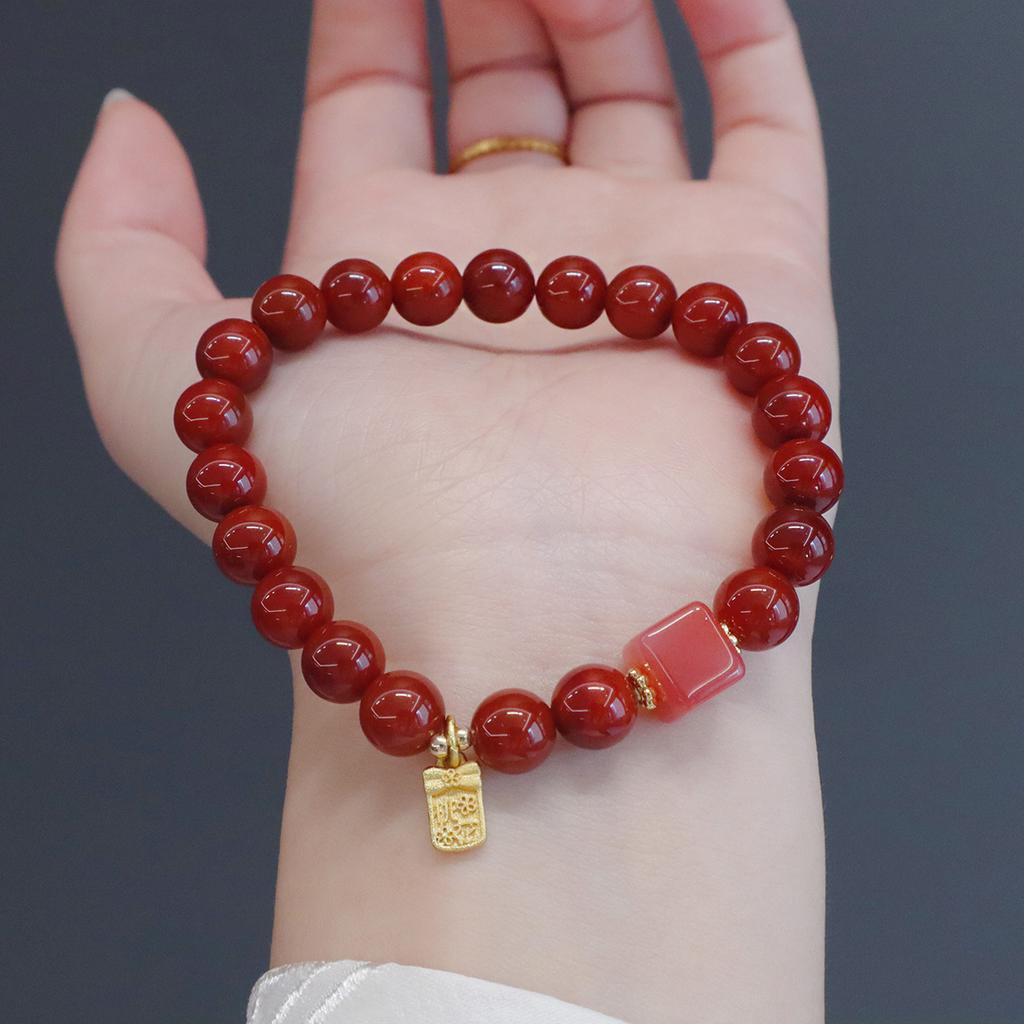 Natural Nanhong Agate Bracelet Fashion Women Daily Jewelry Lucky Gift