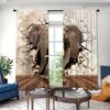2 шт., 3D карниз с рисунком животного слона, карманные декоративные оконные шторы, оконные занавески для спальни, гостиной, домашний декор