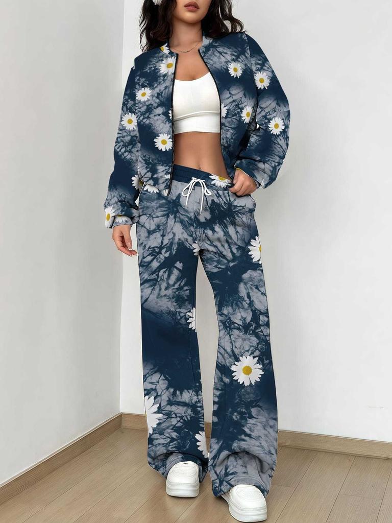 Flame pattern splicing autumn and winter new European and American women's clothing retro pattern printing suit women