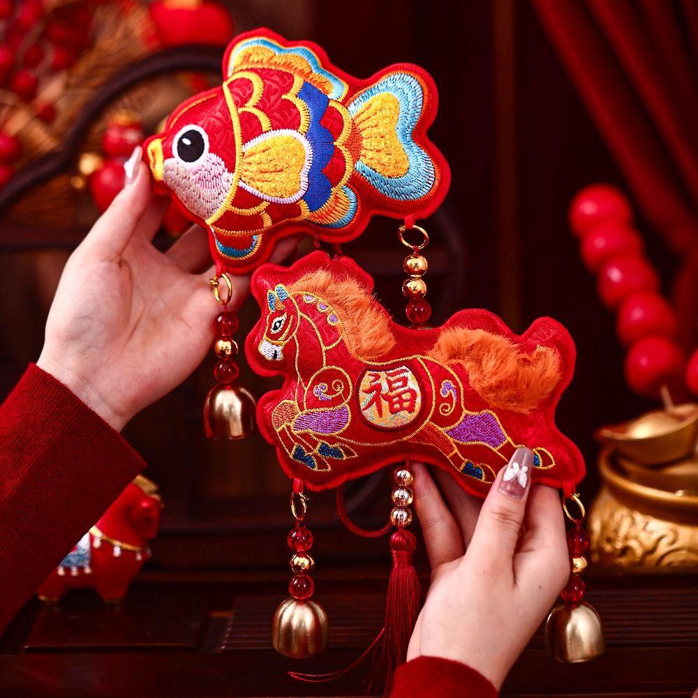 Красный кулон-лошадь, вышитый, Год Лошади, подвесное украшение для гостиной