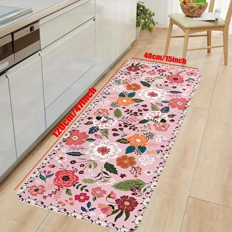 1 шт. анти-усталостные кухонные коврики, шикарный цветочный принт, водонепроницаемый нескользящий толстый мягкий кухонный коврик, прочный, удобный стоячий коврик для кухни